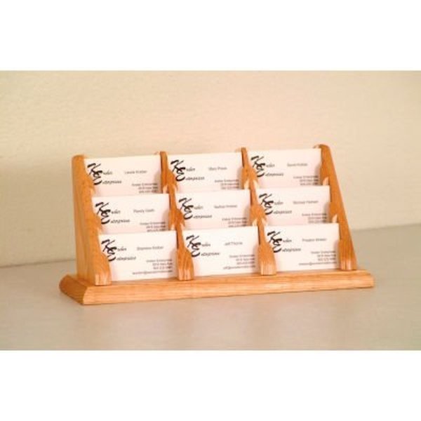 Wooden Mallet 9 Pocket Counter Top Business Card Holder - Light Oak BCC3-9LO